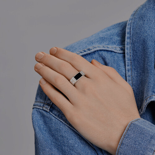 Печатка из серебра с эмалью и фианитами из серебро — вид 2