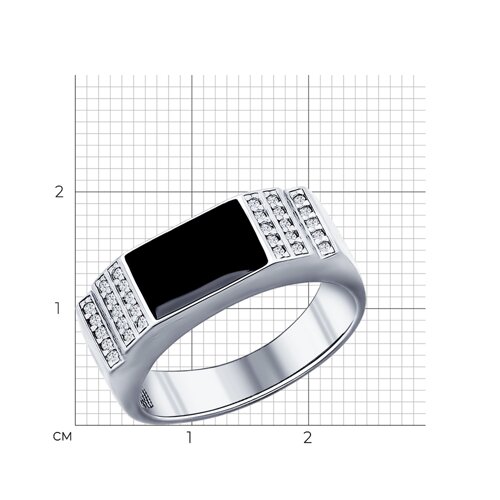 Печатка из серебра с эмалью и фианитами из серебро — вид 3