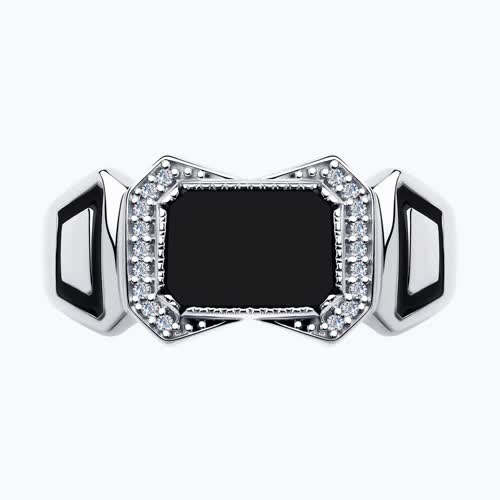 Печатка из серебра с наношпинелью. эмалью и фианитами из серебро — вид 2