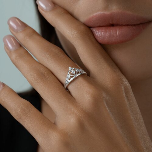 Кольцо - корона из серебра с фианитами из серебро — вид 3