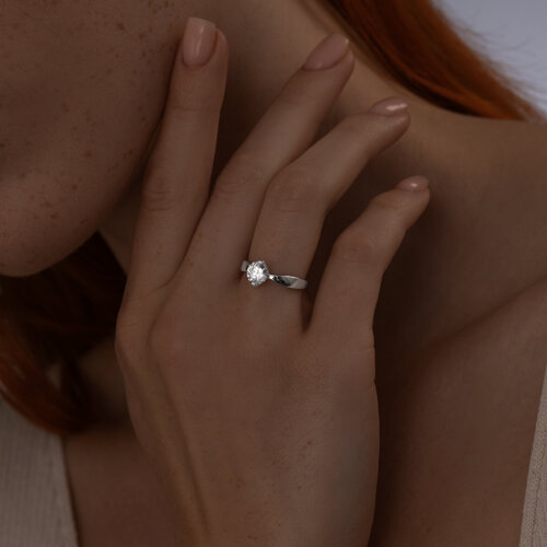 Помолвочное кольцо из серебра с фианитом из серебро — вид 2