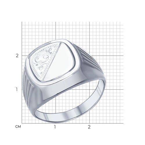 Печатка из серебра с гравировкой из родированное серебро — вид 2