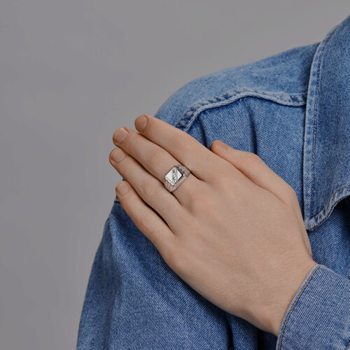 Печатка из серебра с гравировкой из родированное серебро — вид 2