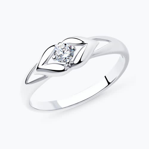 Кольцо из серебра с фианитом - видео на модели