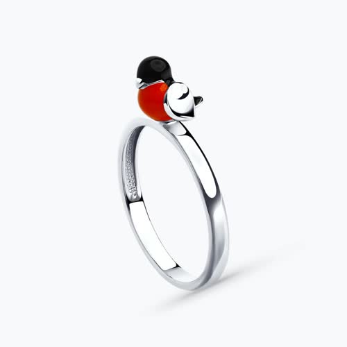 Кольцо из серебра с эмалью - видео на модели