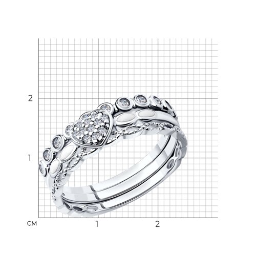 Серебряное наборное кольцо с фианитами из серебро — вид 5