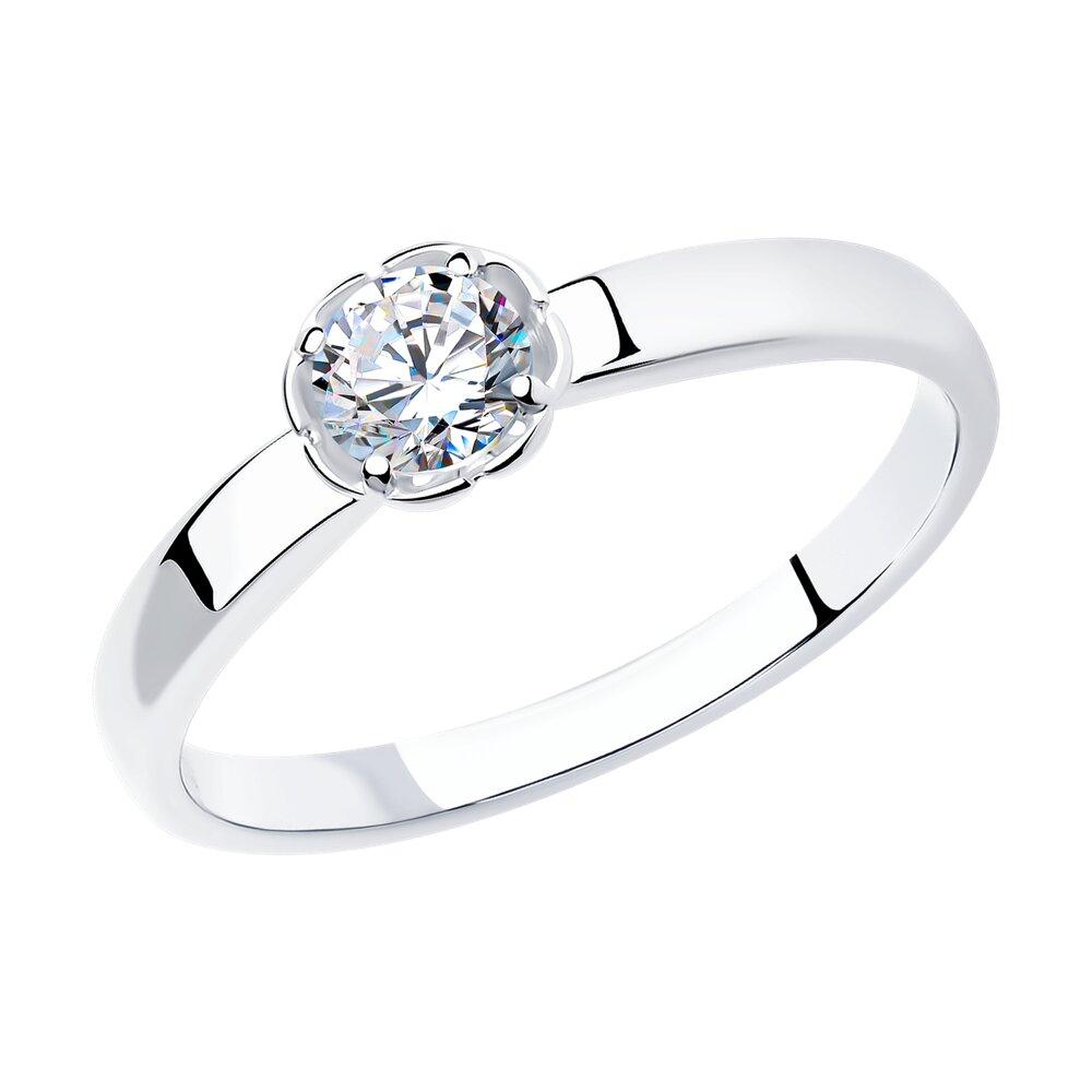 Помолвочное кольцо из серебра с фианитом - видео на модели