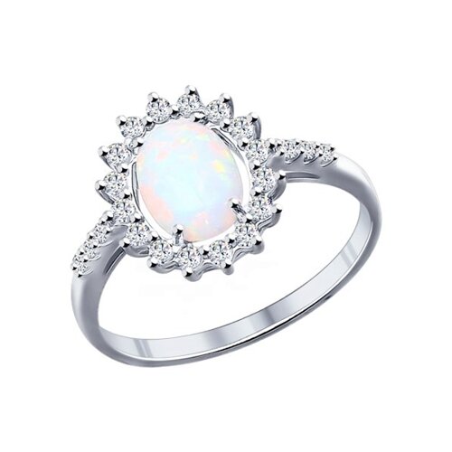 Кольцо из серебра с опалом и фианитами из серебро