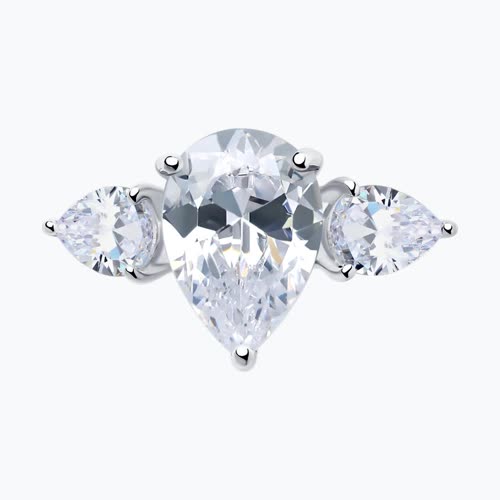 Кольцо из серебра с крупными фианитами из серебро — вид 2