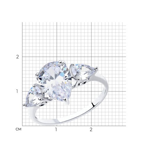 Кольцо из серебра с крупными фианитами из серебро — вид 6