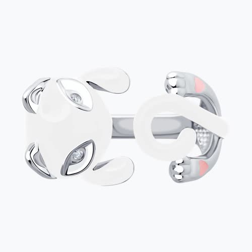 Кольцо из серебра с фианитами и эмалью из серебро — вид 3