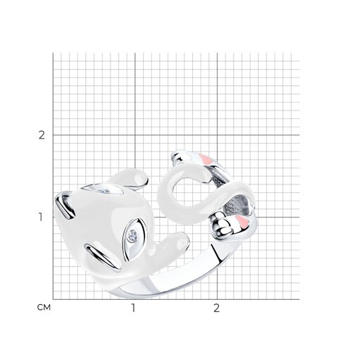 Кольцо из серебра с фианитами и эмалью из серебро — вид 7