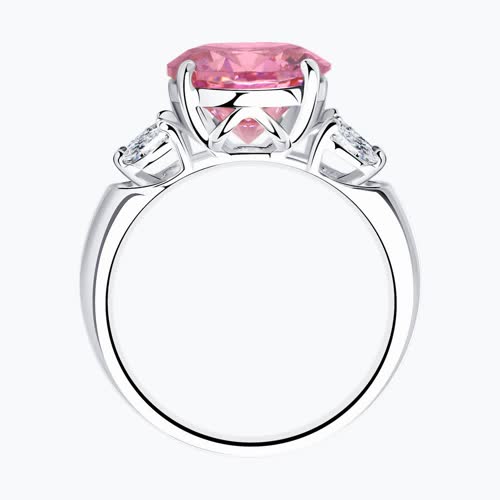 Кольцо из серебра с розовым фианитом из серебро — вид 2