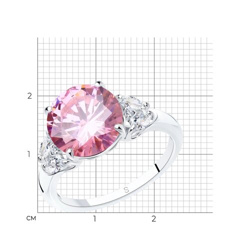 Кольцо из серебра с розовым фианитом из серебро — вид 5