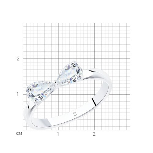 Кольцо из серебра с фианитами из родированное серебро — вид 4