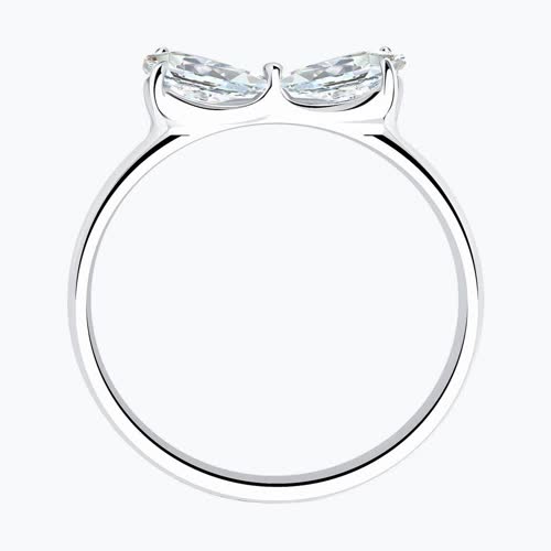 Кольцо из серебра с фианитами из родированное серебро — вид 5