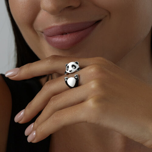 Кольцо из серебра с эмалью и фианитами из серебро — вид 4