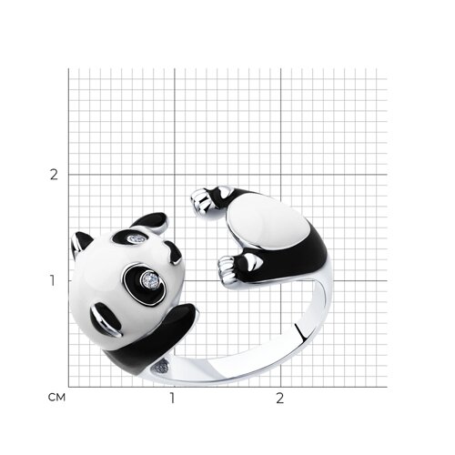 Кольцо из серебра с эмалью и фианитами из серебро — вид 6