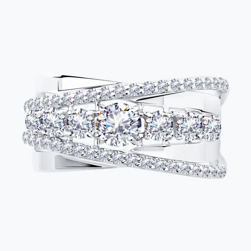 Кольцо из серебра с фианитами из серебро — вид 2