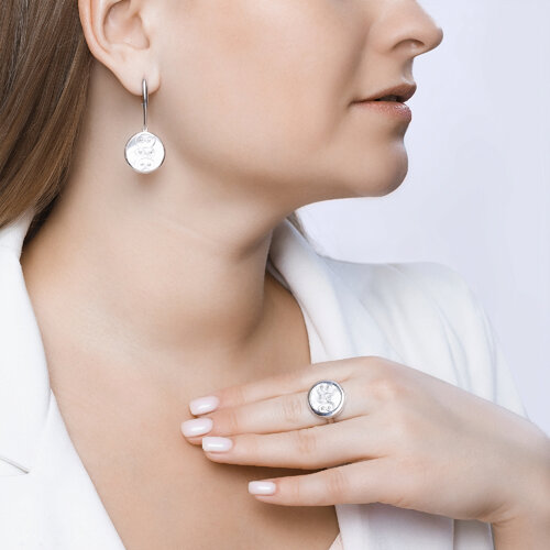 Кольцо из серебра с белым перламутром из родированное серебро — вид 4