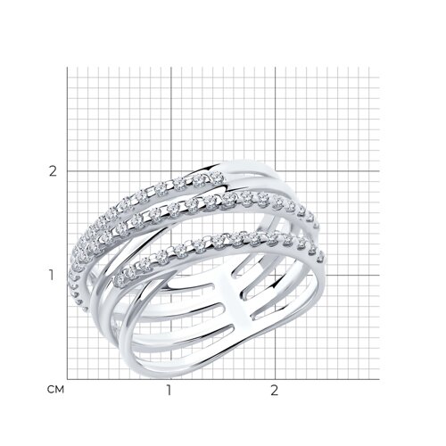 Кольцо из серебра с фианитами из серебро — вид 6