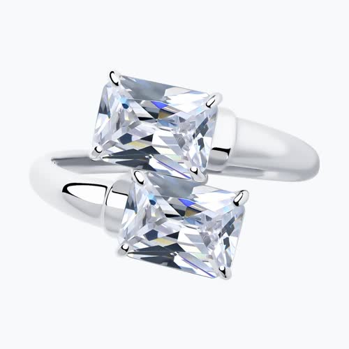 Кольцо из серебра с фианитами из серебро — вид 2