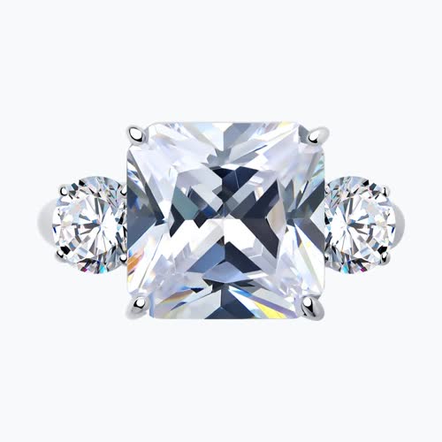 Кольцо из серебра с фианитами из серебро — вид 2