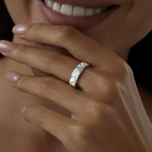 Кольцо из серебра с эмалью и фианитами из серебро — вид 3