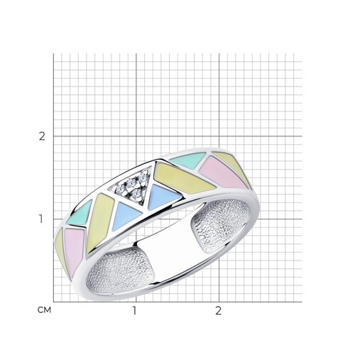 Кольцо из серебра с эмалью и фианитами из серебро — вид 5