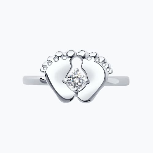 Кольцо из серебра с фианитом из серебро — вид 2