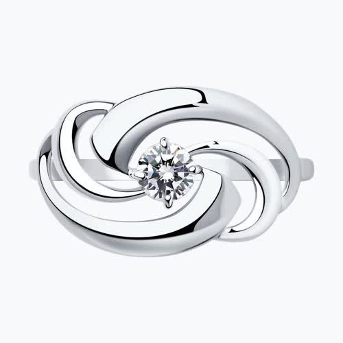 Кольцо из серебра с фианитом из серебро — вид 2