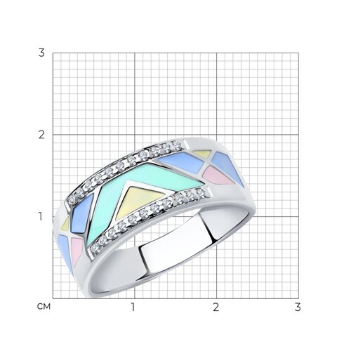 Кольцо из серебра с эмалью с фианитами из серебро — вид 5