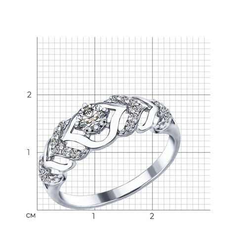 Кольцо из серебра с фианитами из серебро — вид 4