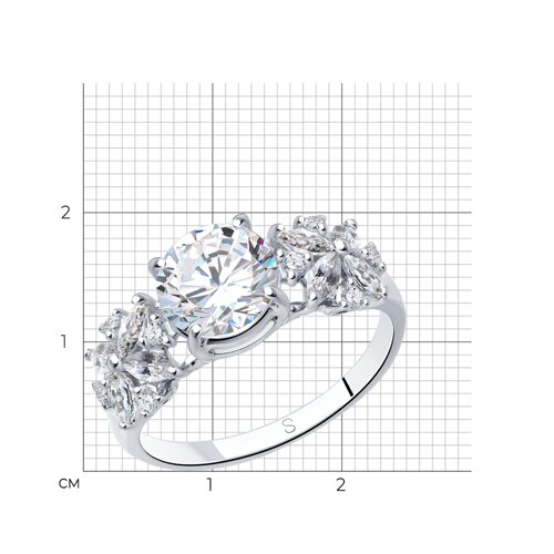 Кольцо из серебра с фианитами из серебро — вид 5