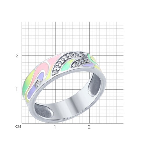 Кольцо из серебра с эмалью с фианитами из серебро — вид 2