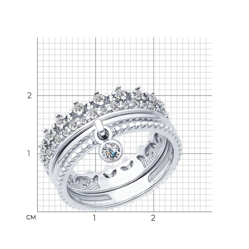 Кольцо из серебра с фианитами из серебро — вид 2