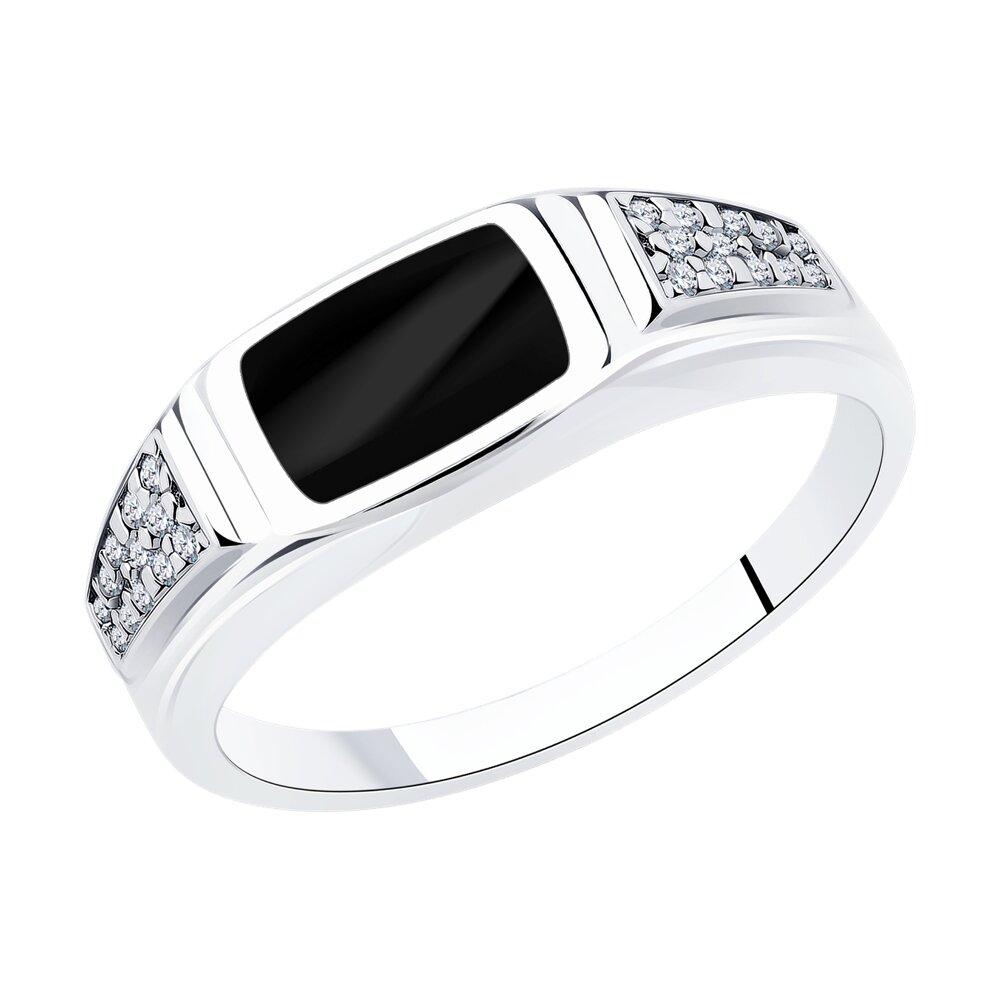 Кольцо из серебра с эмалью и фианитами из серебро