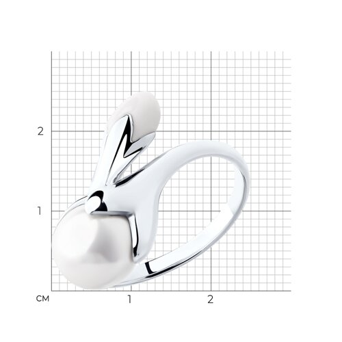 Кольцо из серебра с эмалью и жемчугом из серебро — вид 2