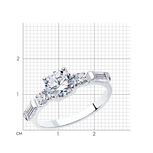 Кольцо из серебра с фианитами из родированное серебро — вид 4