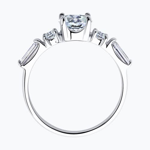 Кольцо из серебра с фианитами из родированное серебро — вид 6