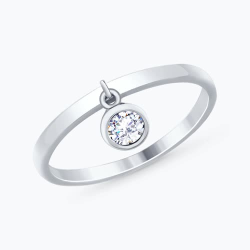 Кольцо из серебра с фианитом - видео на модели