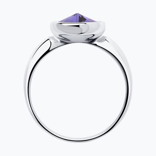 Кольцо из серебра с кристаллом из родированное серебро — вид 3