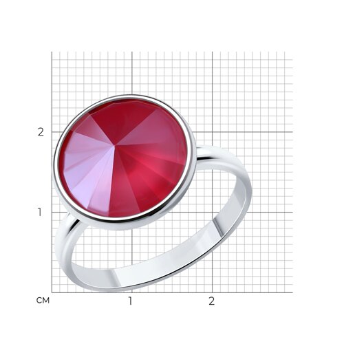 Кольцо из серебра с кристаллом из родированное серебро — вид 2