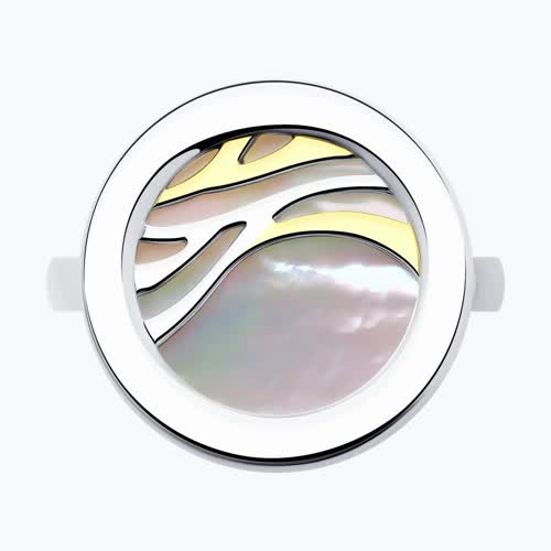 Кольцо из золочёного серебра с перламутром из серебро — вид 2