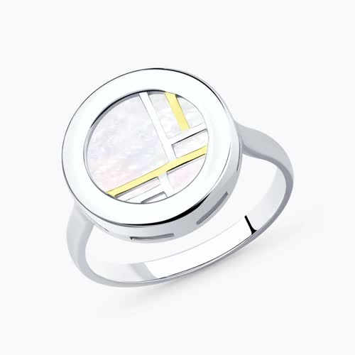 Кольцо из золочёного серебра с перламутром - видео на модели