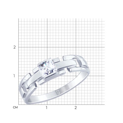 Кольцо из серебра с фианитом из серебро — вид 3