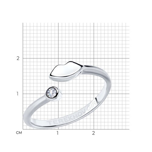 Кольцо из серебра с фианитом из родированное серебро — вид 3