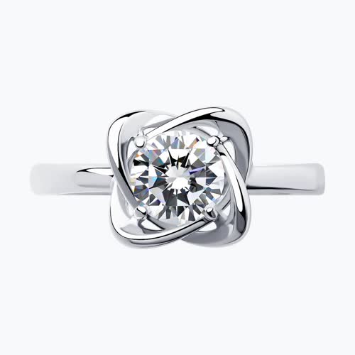 Кольцо из серебра с фианитом из родированное серебро — вид 5