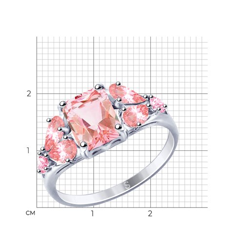 Кольцо из серебра с фианитами из серебро — вид 2