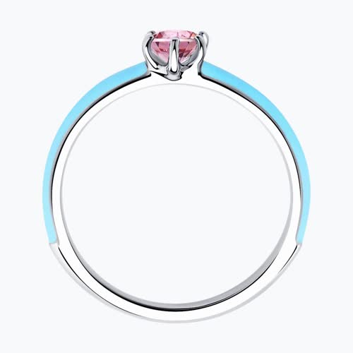 Кольцо из серебра с эмалью и фианитом из серебро — вид 2